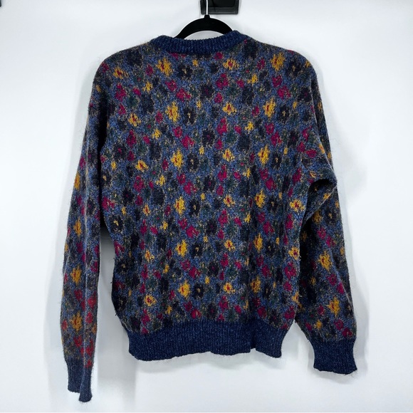 Peter Brown Italy Vintage wool blend sweater grandpa/dad style floral medium/lrg - Picture 2 of 9